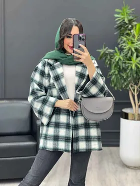 پالتو چهارخونه کمر دار