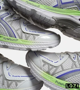 کفش کتانی مردانه سفید بنفش لیمویی ASICS KAYANO 20