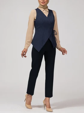 وست زنانه پارچه دیپلمات یقه چپ و راستی آستر دار 70100