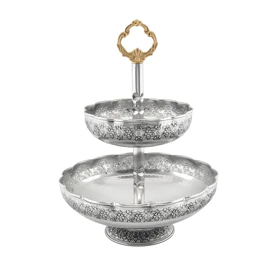 میوه خوری 2 طبقه مس دیبا رنگ کروم کد 1056
