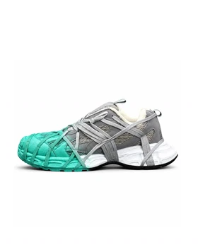 کفش کتانی مردانه مدل بالنسیاگا اسپایدر کاستوم طوسی سبز2 BALENCIAGA SPIDE