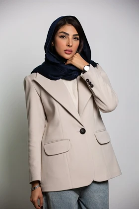 پالتو کت فوتر یقه پهن (کرم روشن)