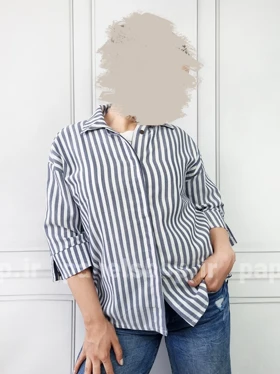 شومیز مانتویی راه راه بیسکویتی