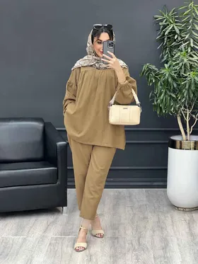 ست مانتو و شلوار جلو بسته ملینا