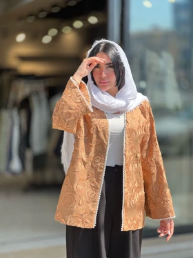 مانتو کتی ژاکارد مروارید دوزی شده کد 856