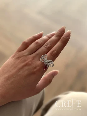 انگشتر جواهری پاپیون نگین آویز