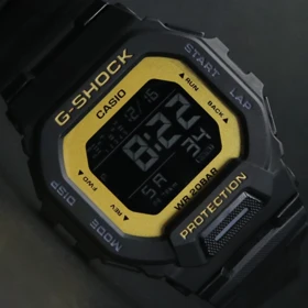 ساعت مچی جیشاک مدل GBD-200 مشکی با صفحه دور طلایی علیدسا