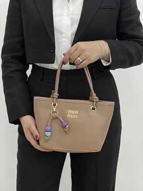کیف زنانه دوشی میو میو مهره دار کد 200111 گالری روژانو قسطی (قهوه ای)