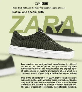 کفش کتانی کژوال مردانه سبز ZARA
