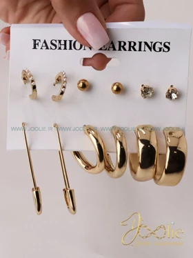 گوشواره زنانه گلد پک هشت عددی کد E1179/82