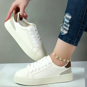 کفش ونس زنانه مدل زارا zara رنگ شیری پشت قهوه ای
