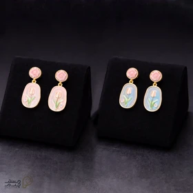 گوشواره میناکاری طرح گل mr25-05