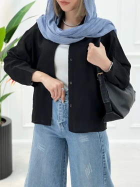 شومیز مانتویی شیشه‌ای - مشکی