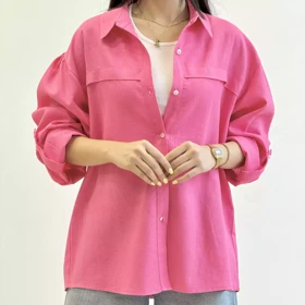 تونیک زنانه جلو دکمه لینن شیک