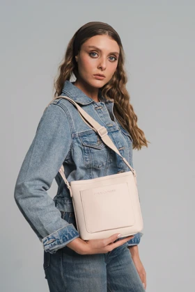 کیف دوشی زنانه دیوید جونز DAVID JONES مدل CM7494 (صورتی صدفی)