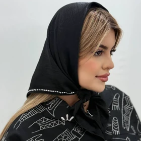 اسکارف ابروبادی حاشیه نگینی مشکی