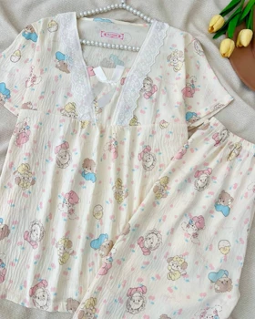 ست تیشرت و شلوارک موسلین کد 5085