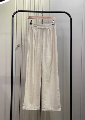 شلوار لینن راسته کرم