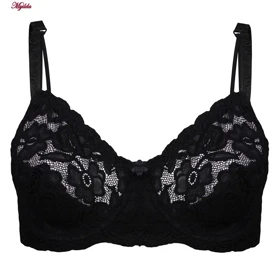 سوتین زنانه پانیذ مشکی مدل فنردار گیپوری کد 66367-new
