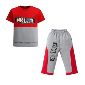 ست تیشرت آستین کوتاه و شلوارک راحتی پسرانه مدل PJ1395