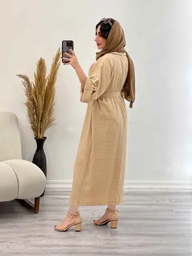 پیراهن بلند دو دکمه آستین پاگن