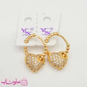 گوشواره زنانه ysx مدل قلب نگین‌دار