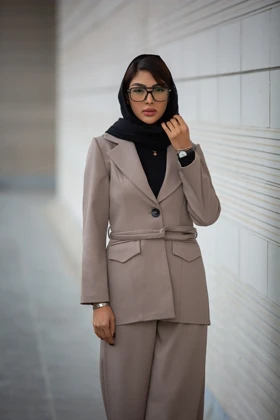 کت زنانه بلدینگ کمر بنددار