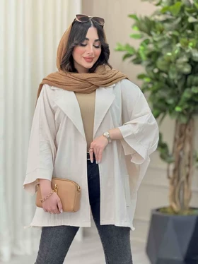 مانتو لینن پانچ آستین پیله