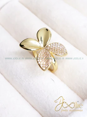 انگشتر زنانه طرح طلا مدل نگین کد R4139 (طلایی)