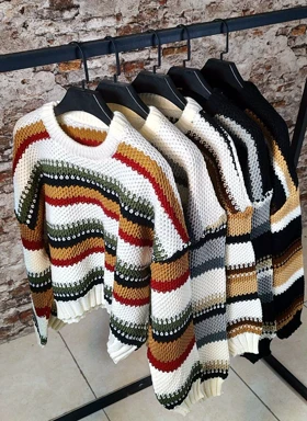 بلوز بافت راه راه درشت 40176