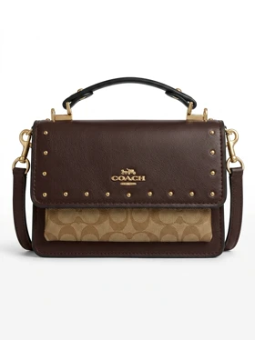 کیف وارداتی COACH چرم قهوهای موکا / کوچ