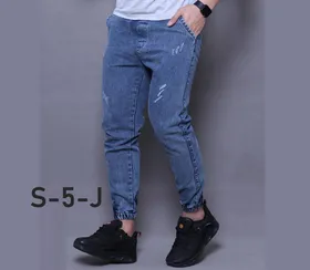 شلوار اسلش جین مردانه رنگ ابی برفکی S-5-J