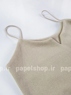 کراپ تاپ کبریتی بند مینیمال یقه گرد چاک‌دار