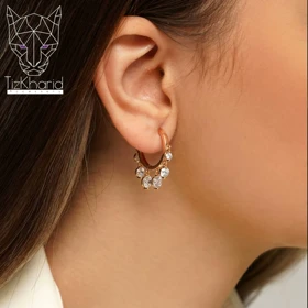 گوشواره حلقه‌ای نگین‌دار ژوپینگ