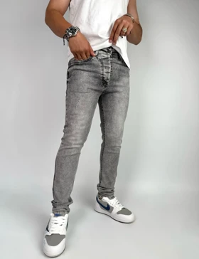 شلوار طوسی اسکینی مردانه فول کش پارچه پنبه پر اعلا