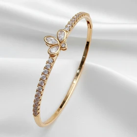 بنگل ژوپینگ طرح شکوفه سه برگی طلایی