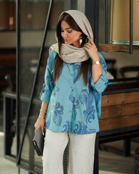 شومیز لینن طرح‌دار