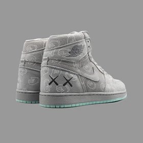 نایکی جردن 1 کاز طوسی روشن ساق‌دار Air Jordan 1 OG High Kaws Light Gray