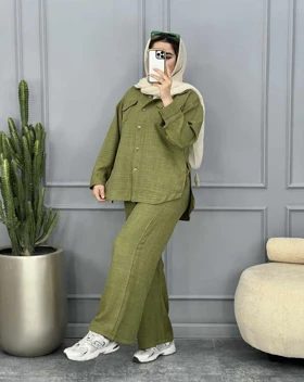 ست مانتو شلوار بغل بند (24)کد3628