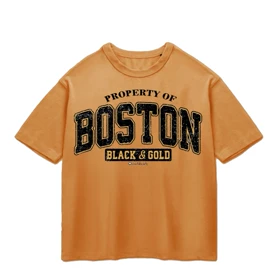تیشرت باکسی پپا طرح Boston رنگ دارچینی