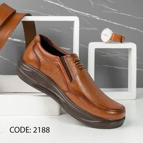 کفش چرم طبیعی تبریز عسلی زیره قهوه ای سوخته