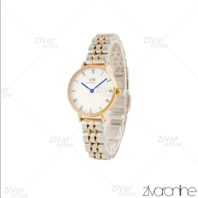 ساعت دنیل ولینگتون زنانه گرد طلایی نقره ای ایندکس یونانی 105630