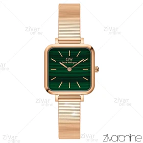 ساعت دنیل ولینگتون زنانه مربعی رزگلد صفحه سبز 104109