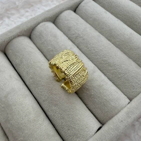 انگشتر پهن بافت دار براق در دو رنگ