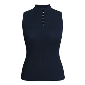 تاپ بافت زنانه مدل نگین‌دار سورمه ای