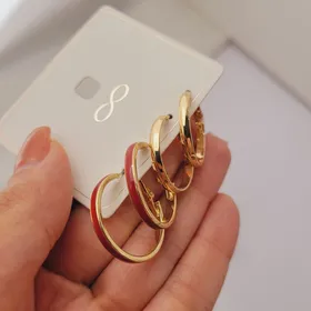 پک گوشواره حلقه‌ای بزرگ قرمز