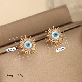 گوشواره ژوپینگ چشم نظر نگین‌دار با روکش طلا 18 عیار