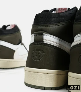 کفش کتانی ساق‌دار سفید زیتونی مردانه NIKE travis scott