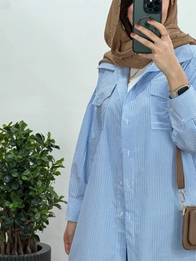 مانتو جلو دکمه راه راه آسلی