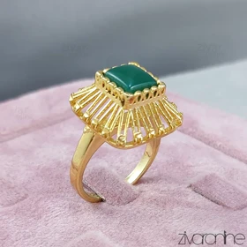 انگشتر زنانه چهارگوش طرح یشم 30132